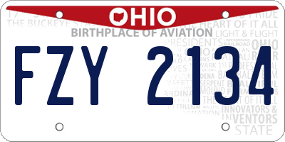 OH license plate FZY2134