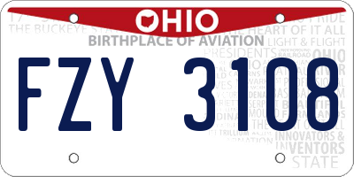 OH license plate FZY3108