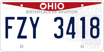 OH license plate FZY3418