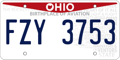 OH license plate FZY3753