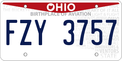 OH license plate FZY3757