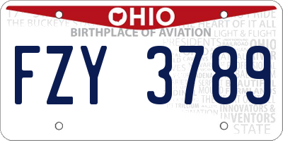 OH license plate FZY3789