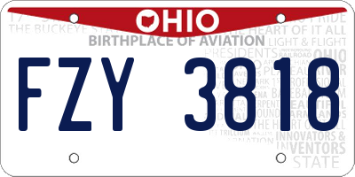 OH license plate FZY3818