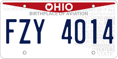 OH license plate FZY4014