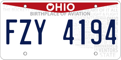 OH license plate FZY4194