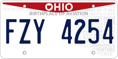 OH license plate FZY4254