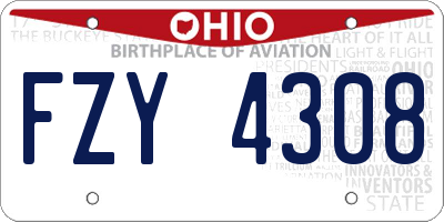 OH license plate FZY4308