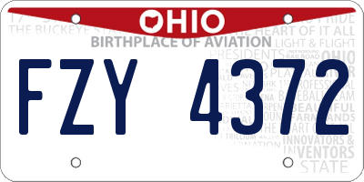 OH license plate FZY4372