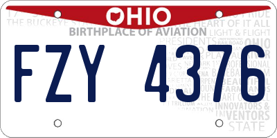 OH license plate FZY4376