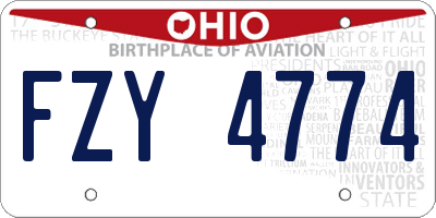 OH license plate FZY4774