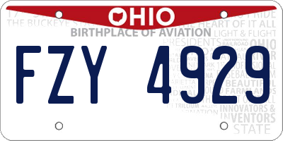 OH license plate FZY4929