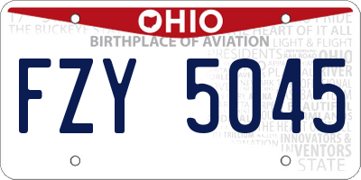 OH license plate FZY5045