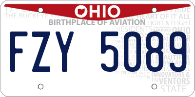 OH license plate FZY5089