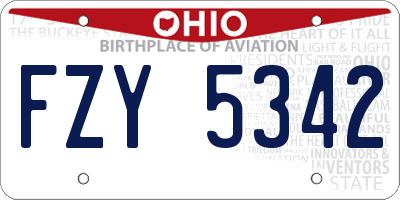 OH license plate FZY5342