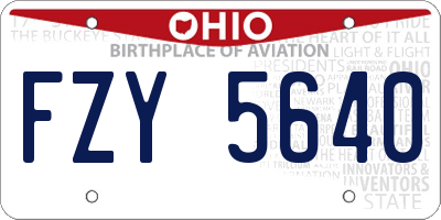OH license plate FZY5640