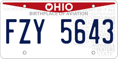 OH license plate FZY5643