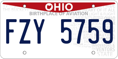 OH license plate FZY5759