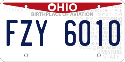 OH license plate FZY6010