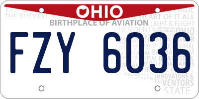 OH license plate FZY6036