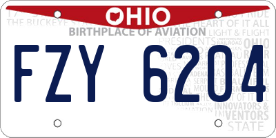 OH license plate FZY6204