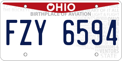 OH license plate FZY6594