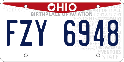OH license plate FZY6948