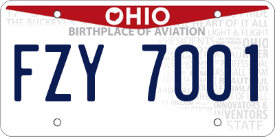 OH license plate FZY7001