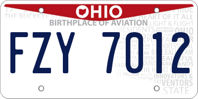 OH license plate FZY7012