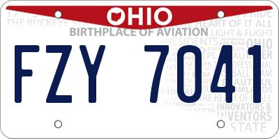OH license plate FZY7041