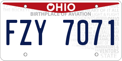 OH license plate FZY7071