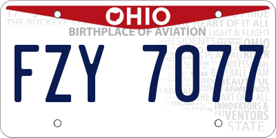 OH license plate FZY7077