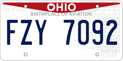 OH license plate FZY7092