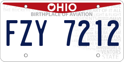 OH license plate FZY7212