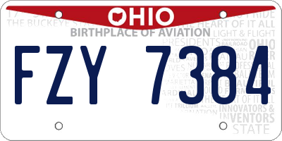 OH license plate FZY7384
