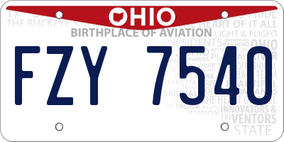 OH license plate FZY7540