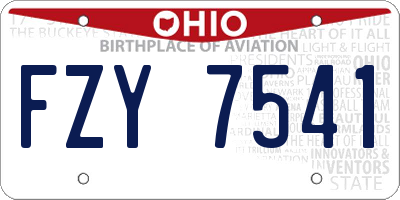 OH license plate FZY7541