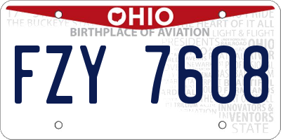 OH license plate FZY7608
