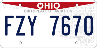 OH license plate FZY7670