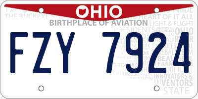 OH license plate FZY7924