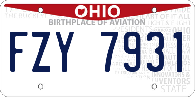 OH license plate FZY7931