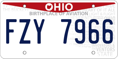 OH license plate FZY7966