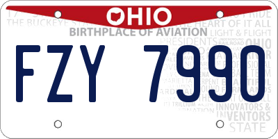 OH license plate FZY7990