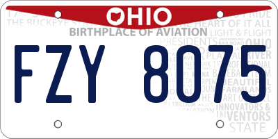 OH license plate FZY8075