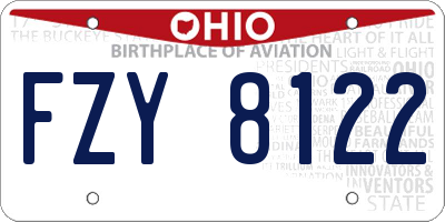 OH license plate FZY8122