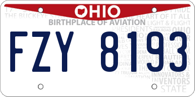 OH license plate FZY8193