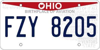 OH license plate FZY8205