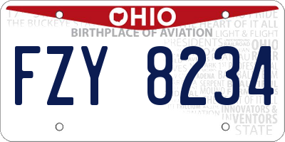 OH license plate FZY8234