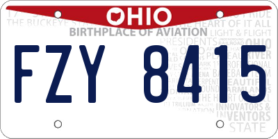 OH license plate FZY8415