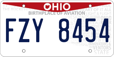 OH license plate FZY8454