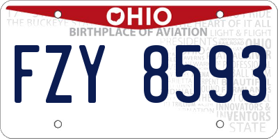 OH license plate FZY8593